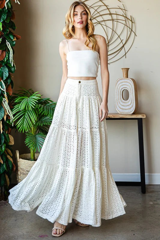 Lovely Fields Maxi eyelet Skirt