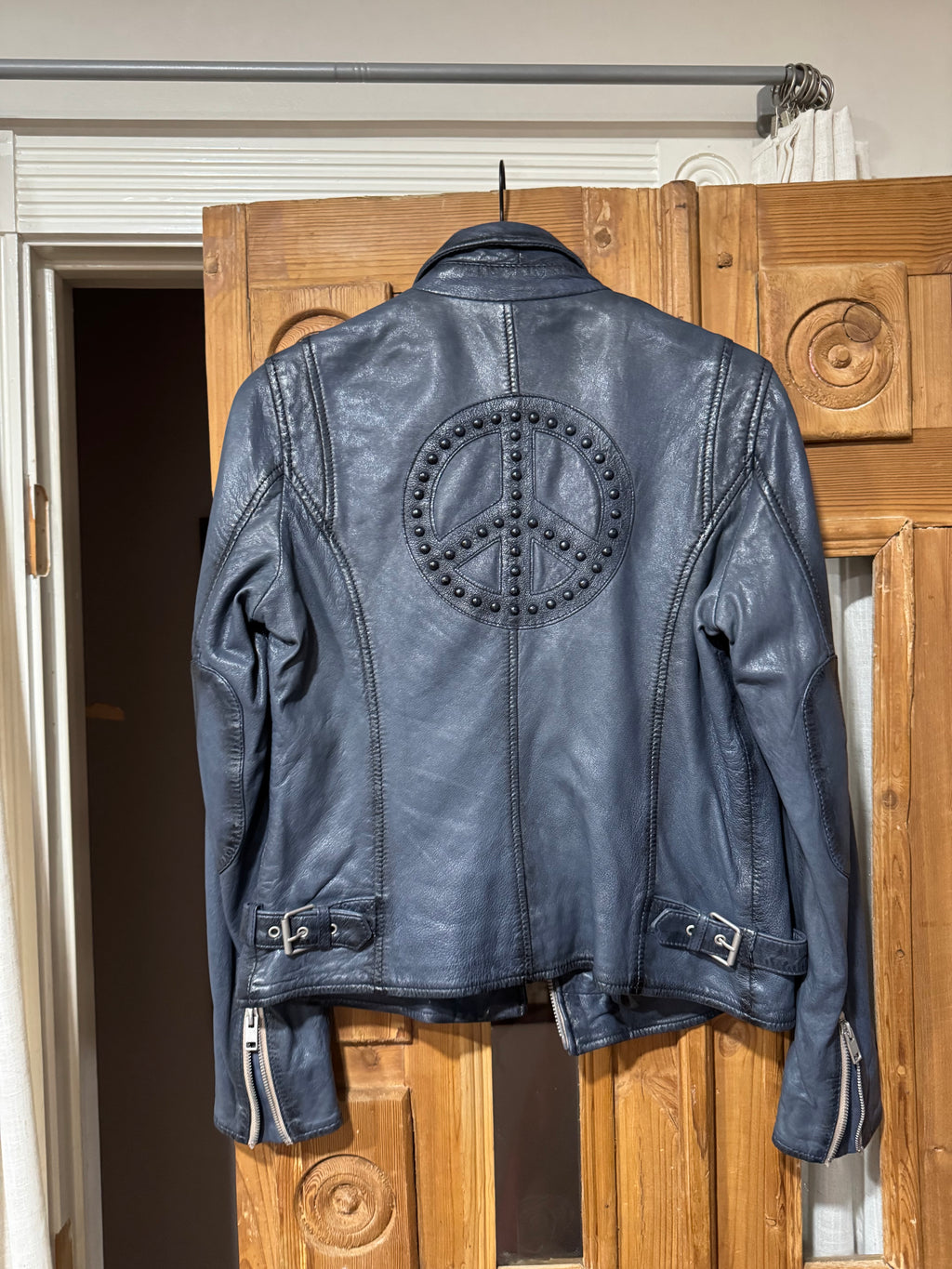 Maysie Leather Jacket (w/Peace symbol back detail)
