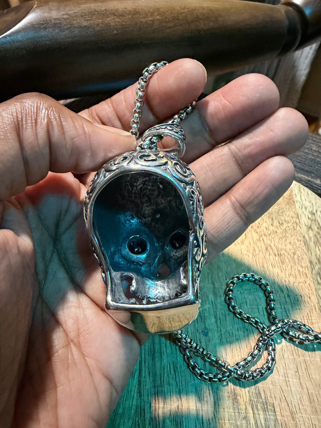 Ornate Skull Necklace and Chain