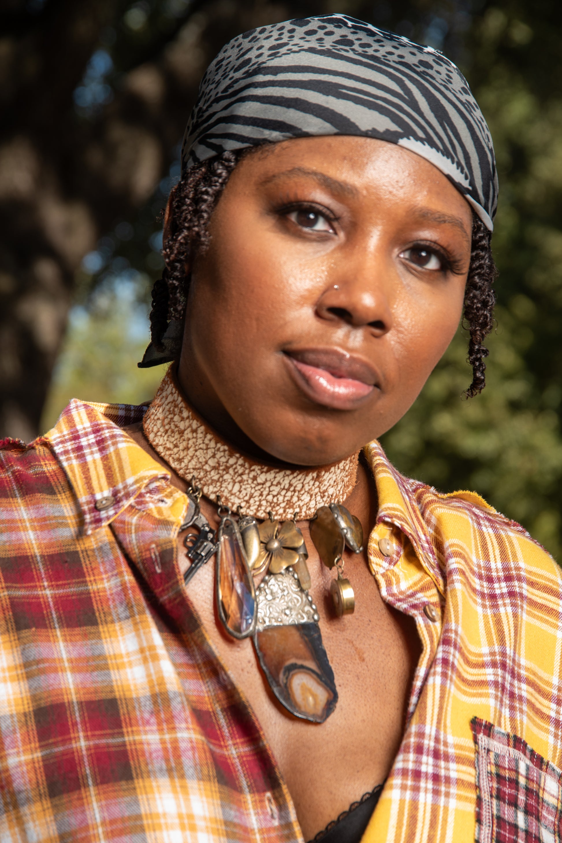 Brandee Leather Charm Chocker