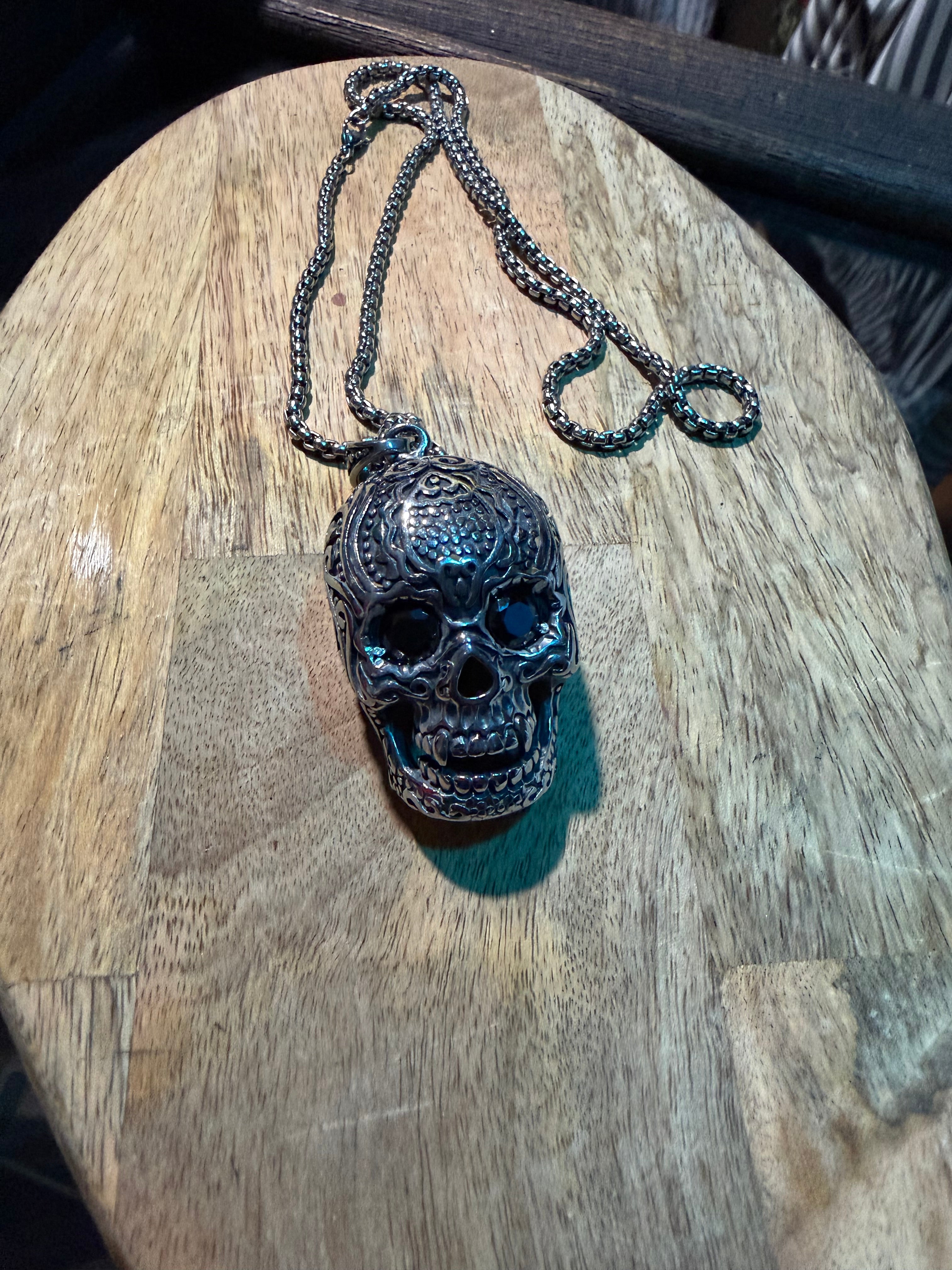 Ornate Skull Necklace and Chain