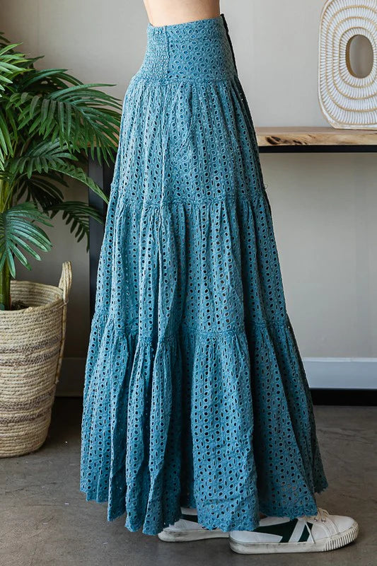 Lovely Fields Maxi eyelet Skirt