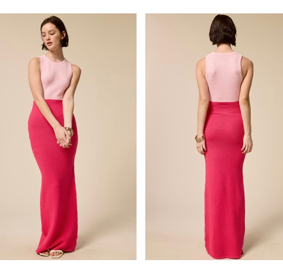 Reid Two-Toned Knit Maxi Dress