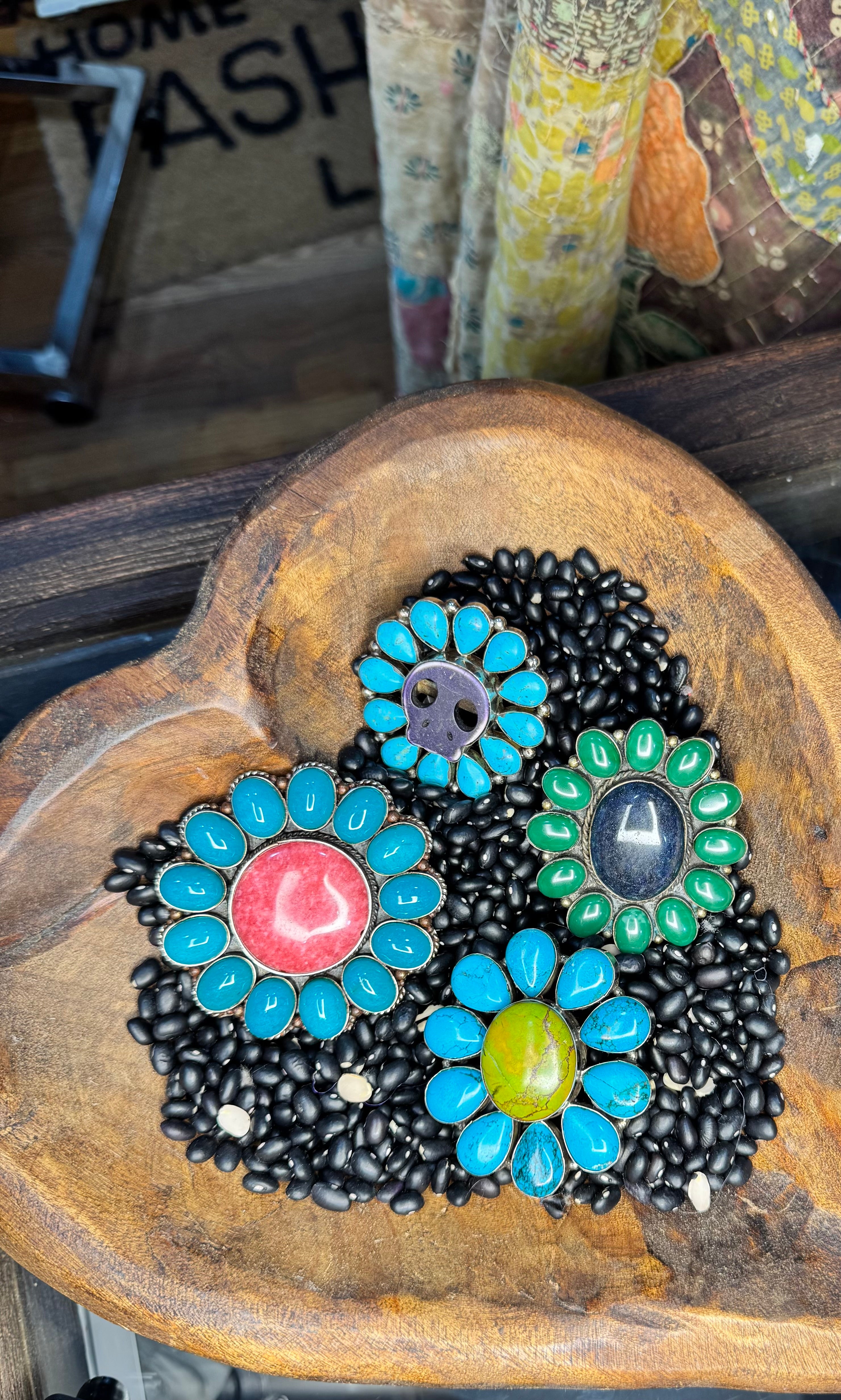 Rae Green & Turquoise Flower Ring