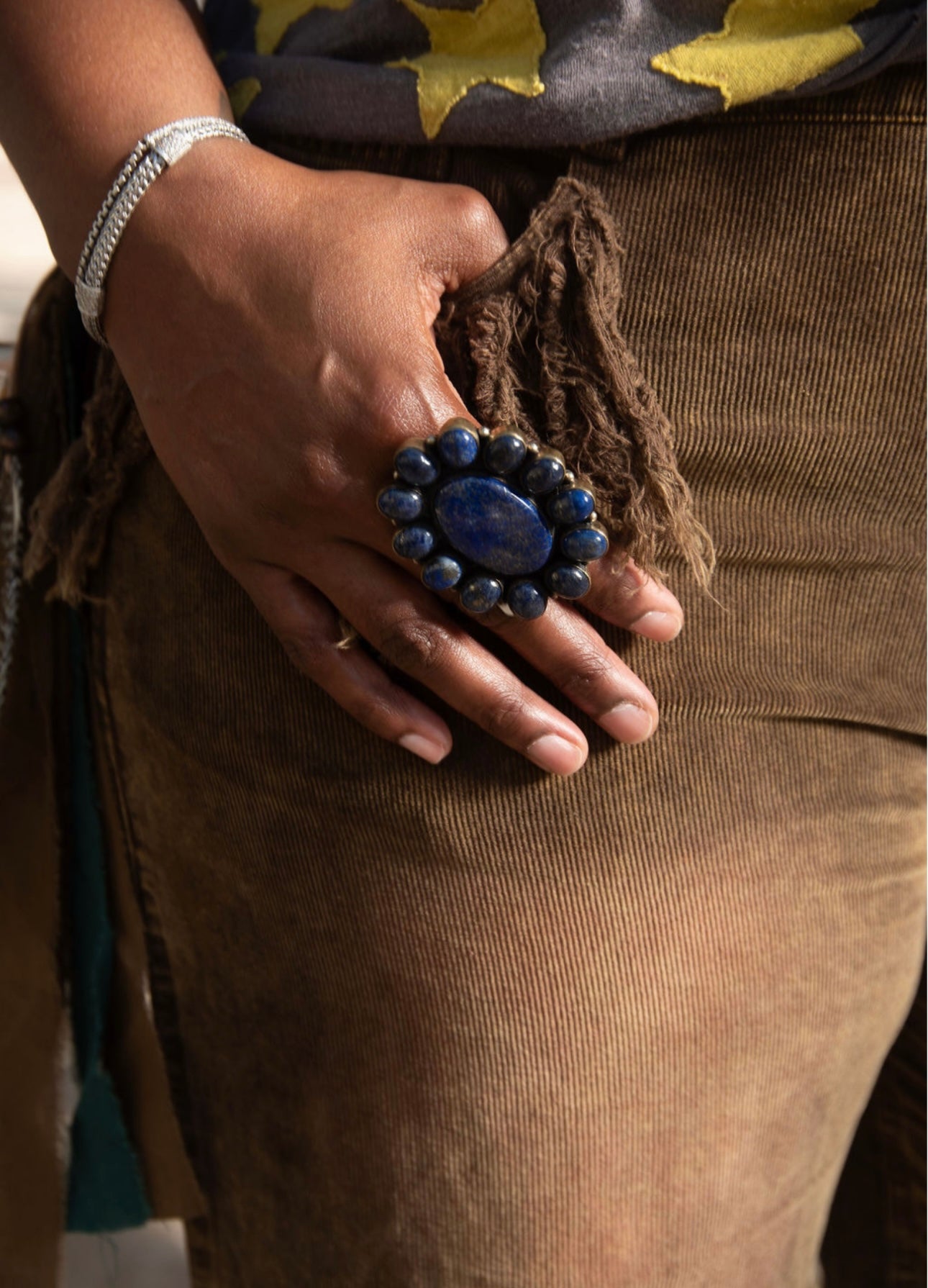 Braxtyn Blue Lapis Flower Ring (OAK)