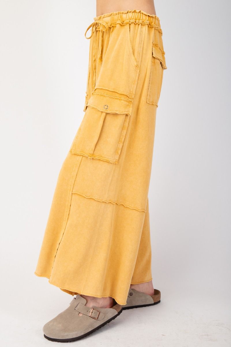 Marlo wide leg terry cargo pants