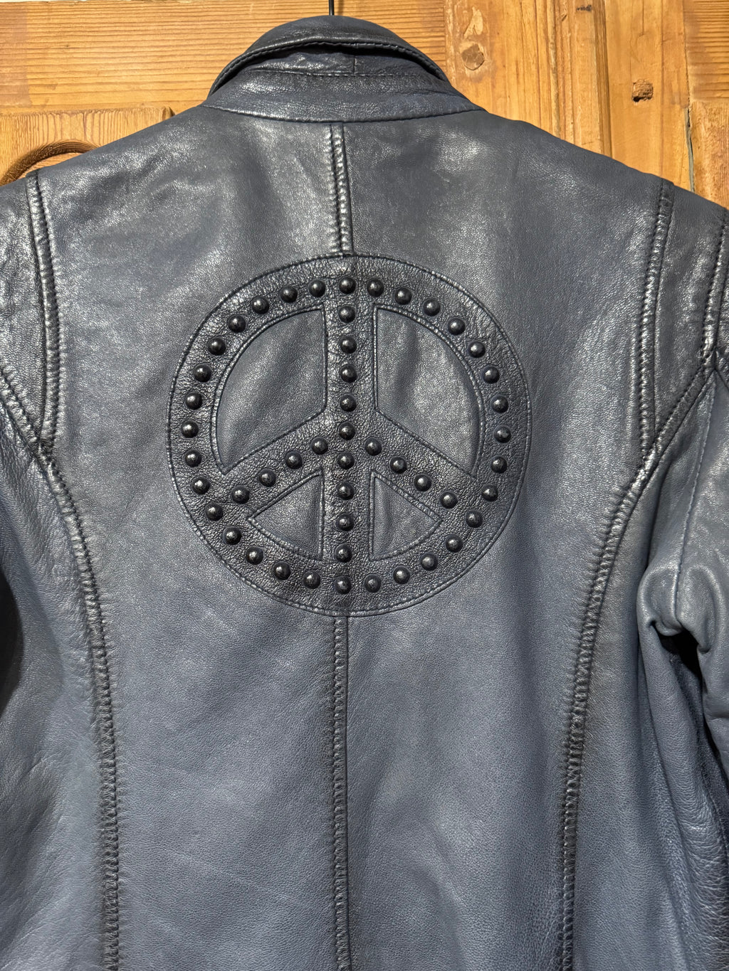 Maysie Leather Jacket (w/Peace symbol back detail)