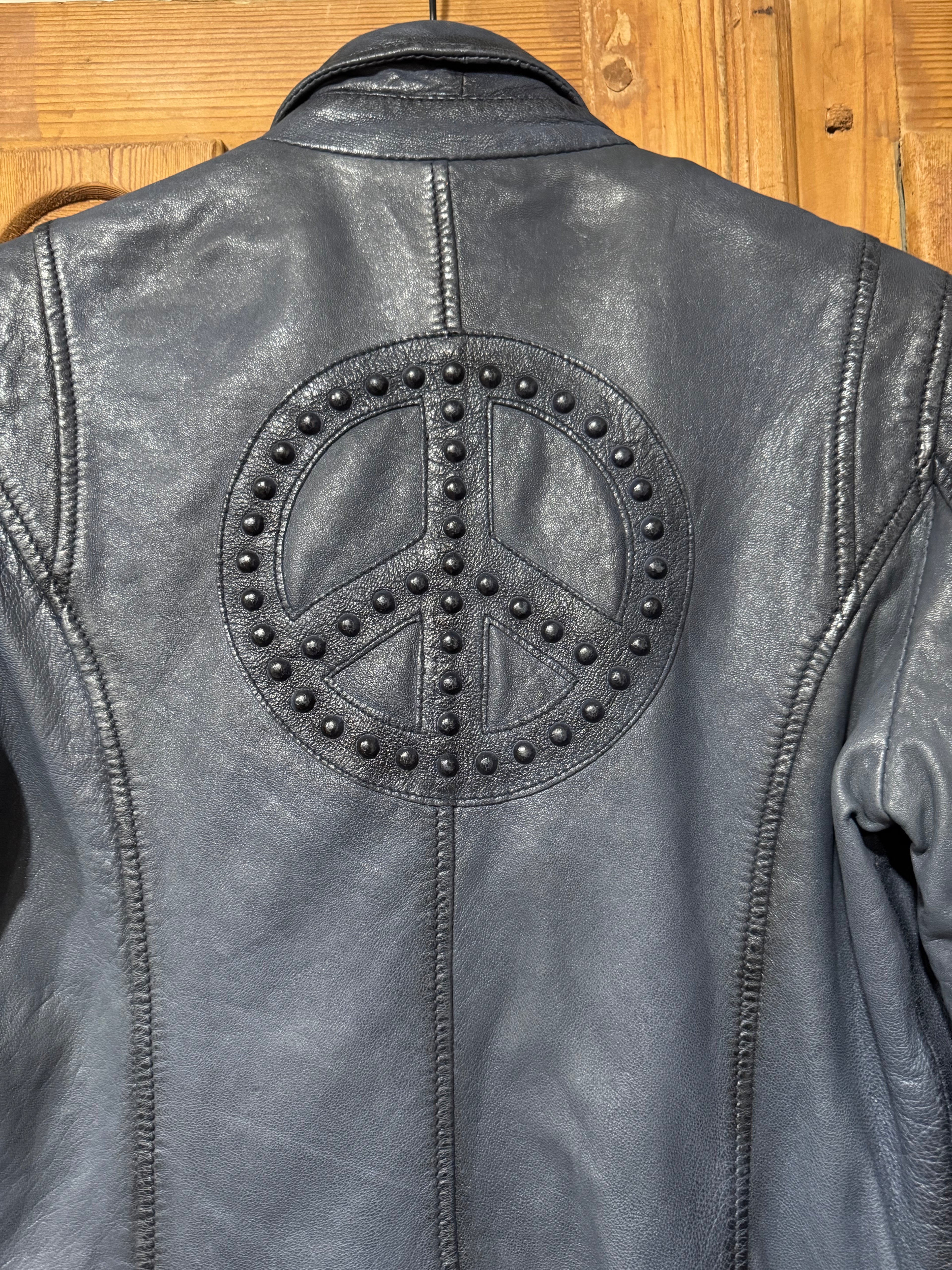 Maysie Leather Jacket (w/Peace symbol back detail)