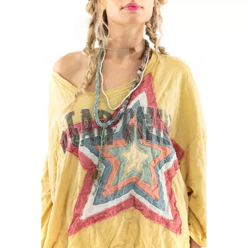 Magnolia Pearl Star Child Appliqué Hi-Lo Francis Tee