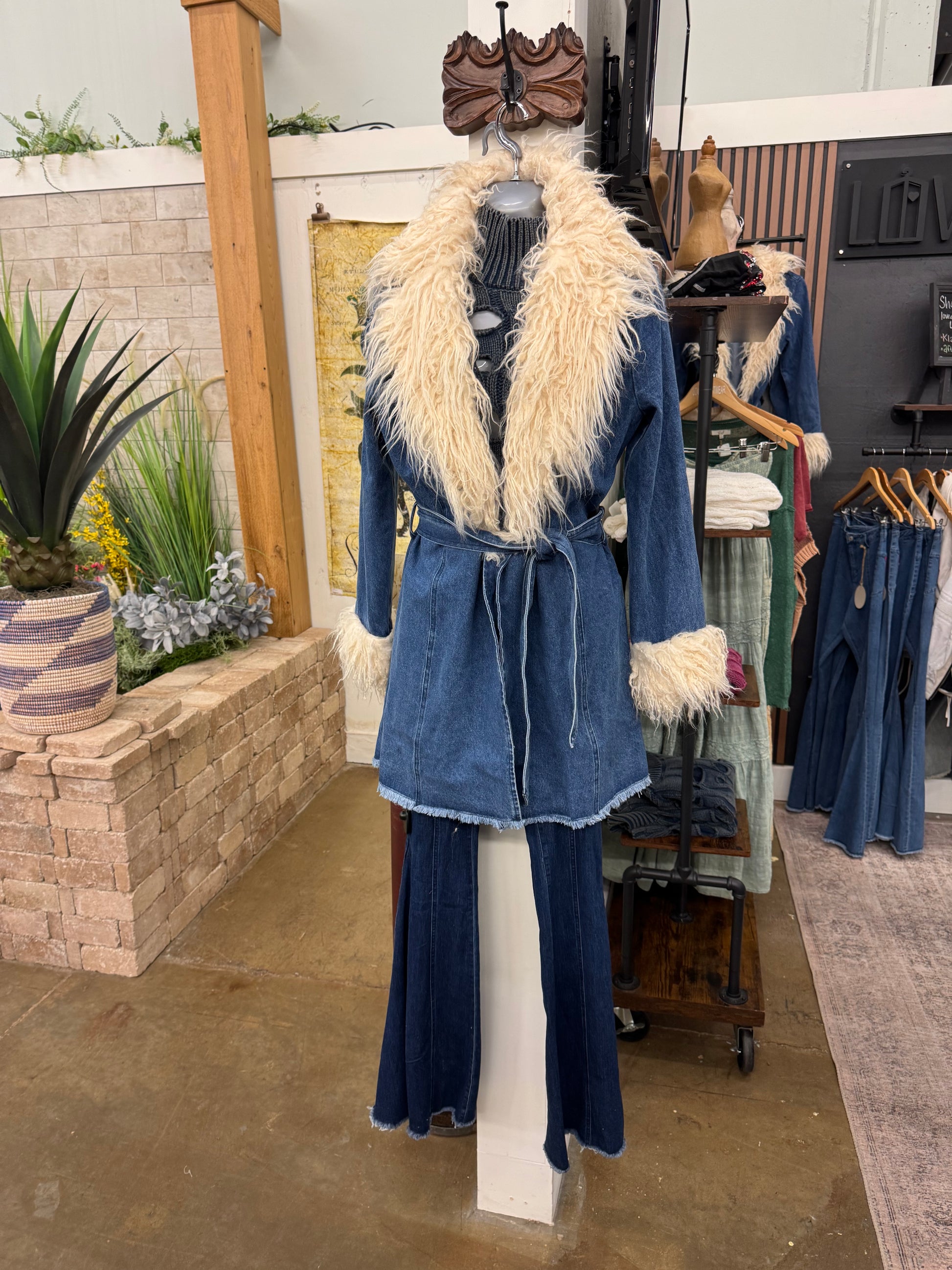 Gia Faux Fur Midi Denim Jacket