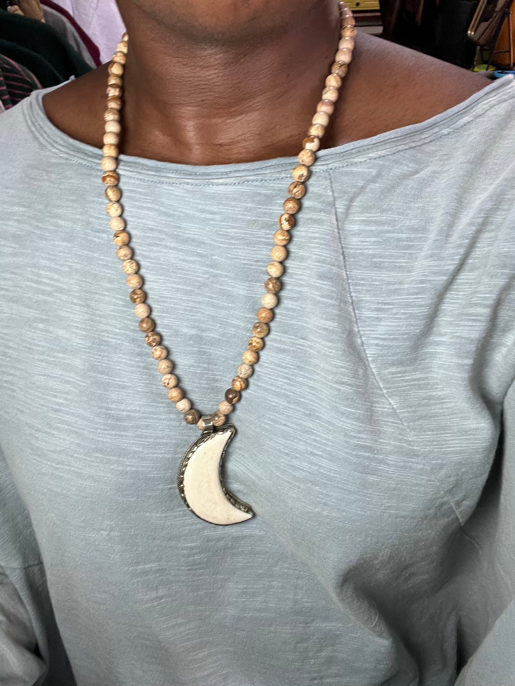 Jasper and Crescent Necklace