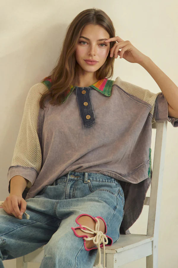 Samantha Crochet Collard Top