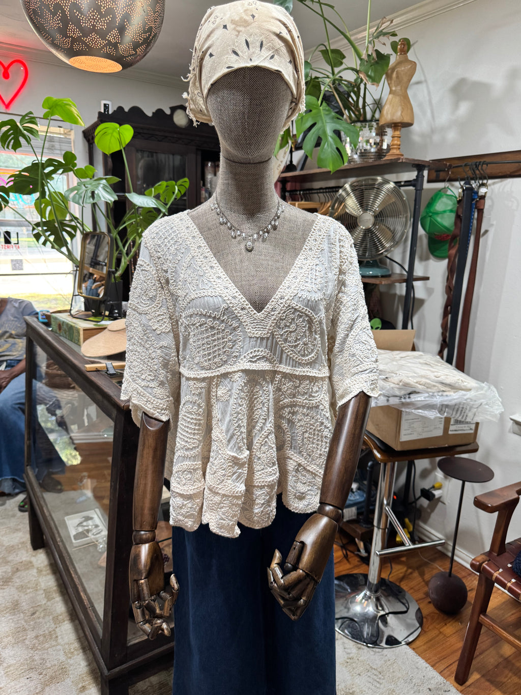 Mika V-neck Embroidered Top