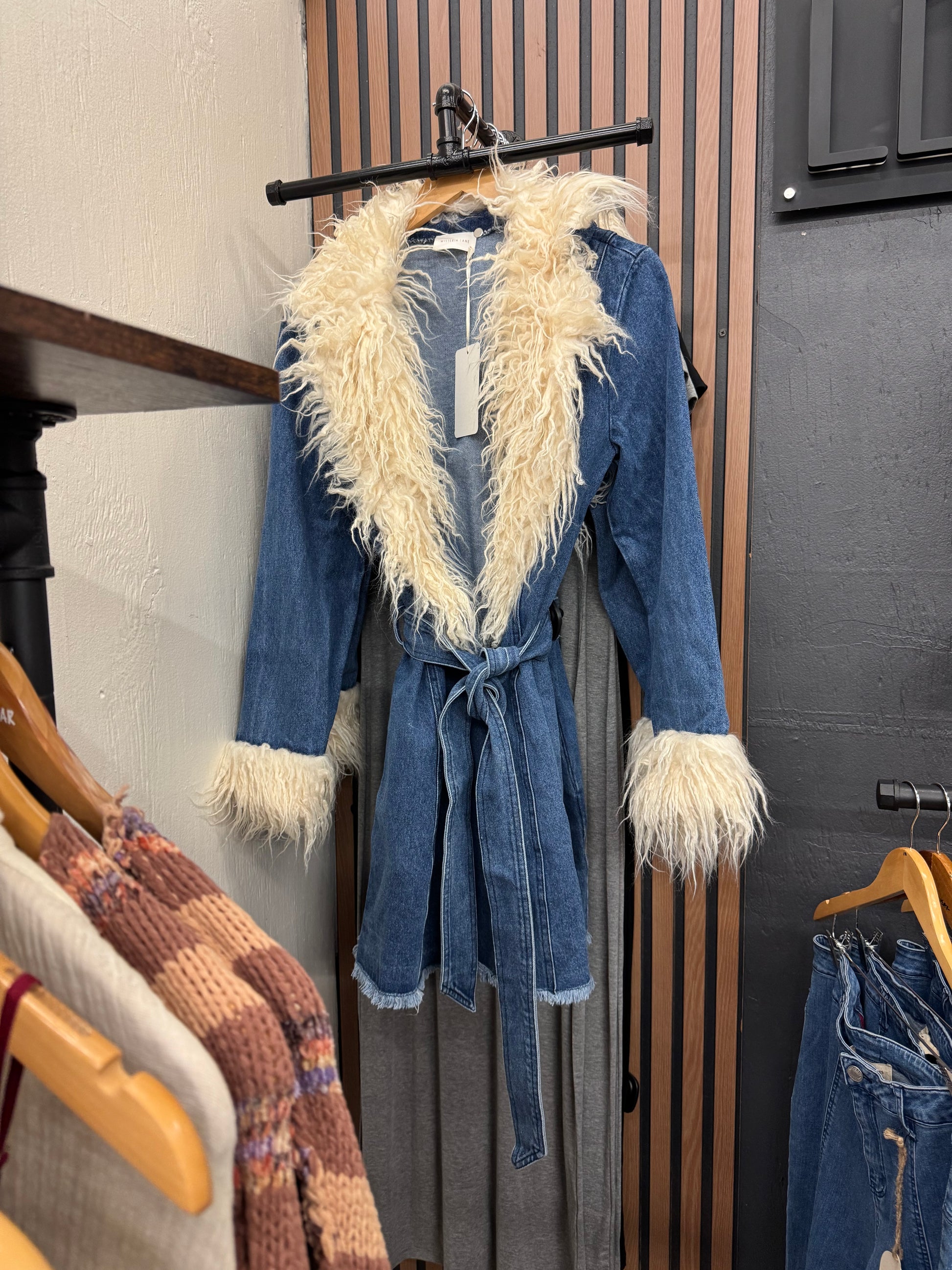 Gia Faux Fur Midi Denim Jacket