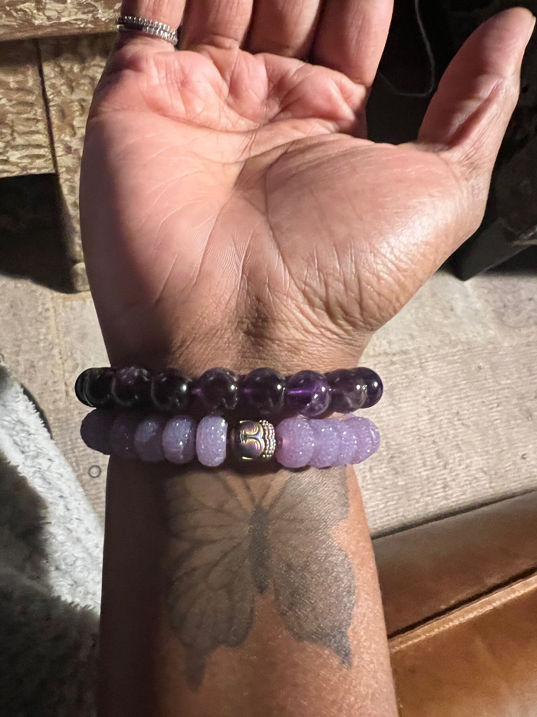 Diamond "Hope" Bar on Amethyst Beads (OAK)