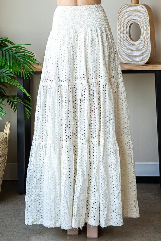 Lovely Fields Maxi eyelet Skirt