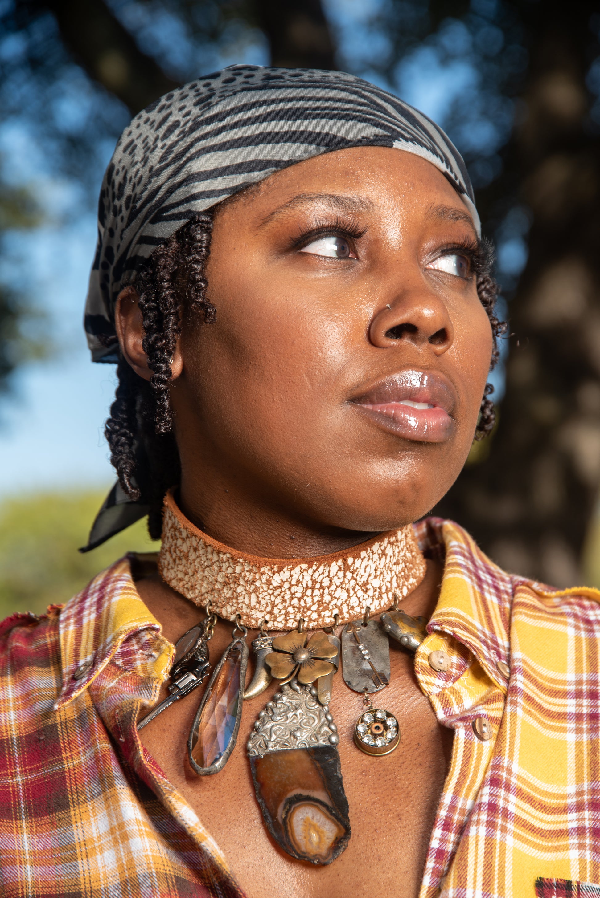 Brandee Leather Charm Chocker