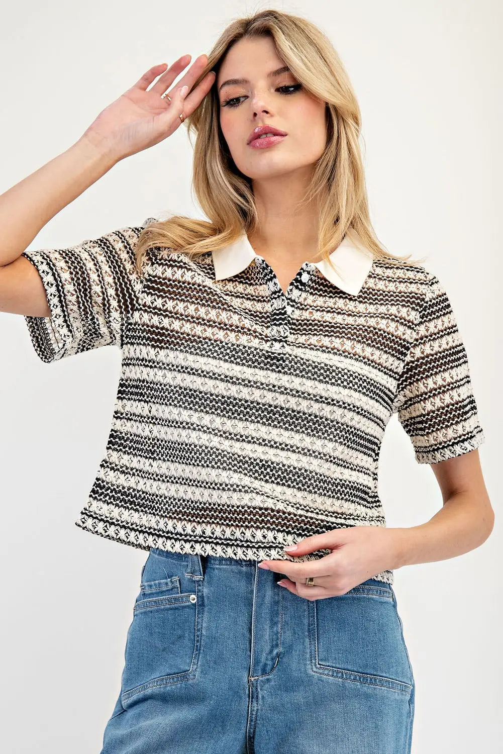 Tori Striped Knit Polo