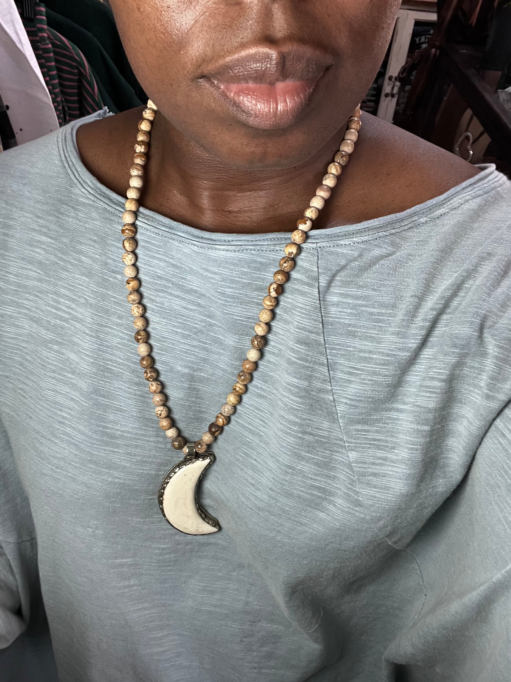 Jasper and Crescent Necklace