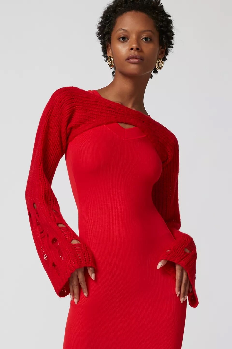 Rose Ultra Cropped Distressed Shrug Sweater