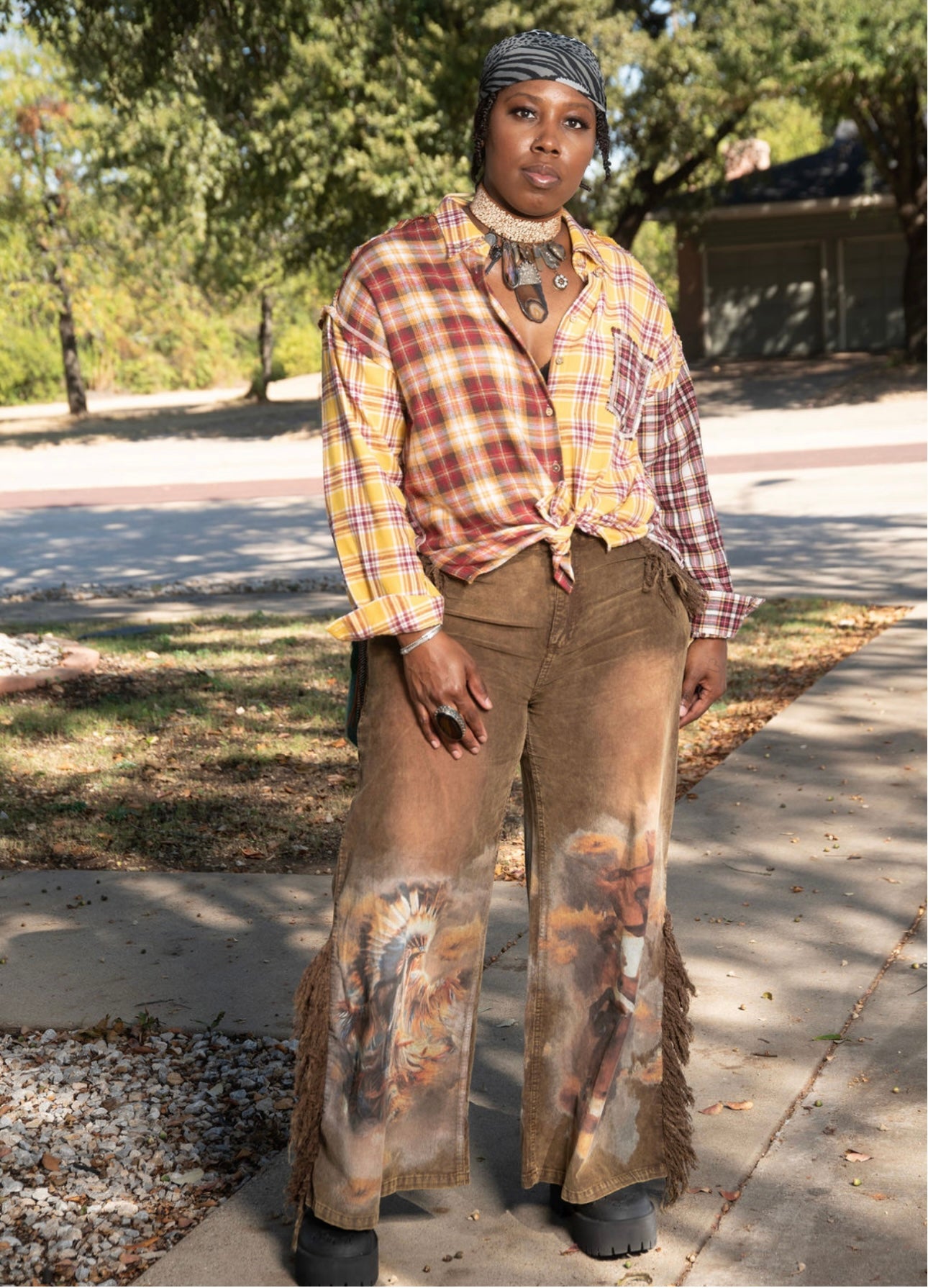 Sammie Mixed Plaid Button Down Top