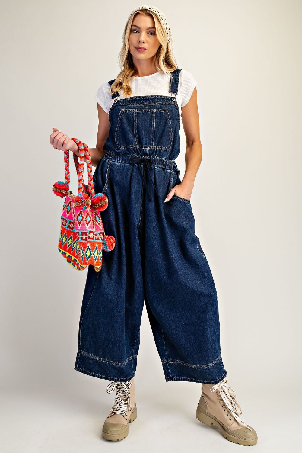 Gwen Denim Tie Back Overalls