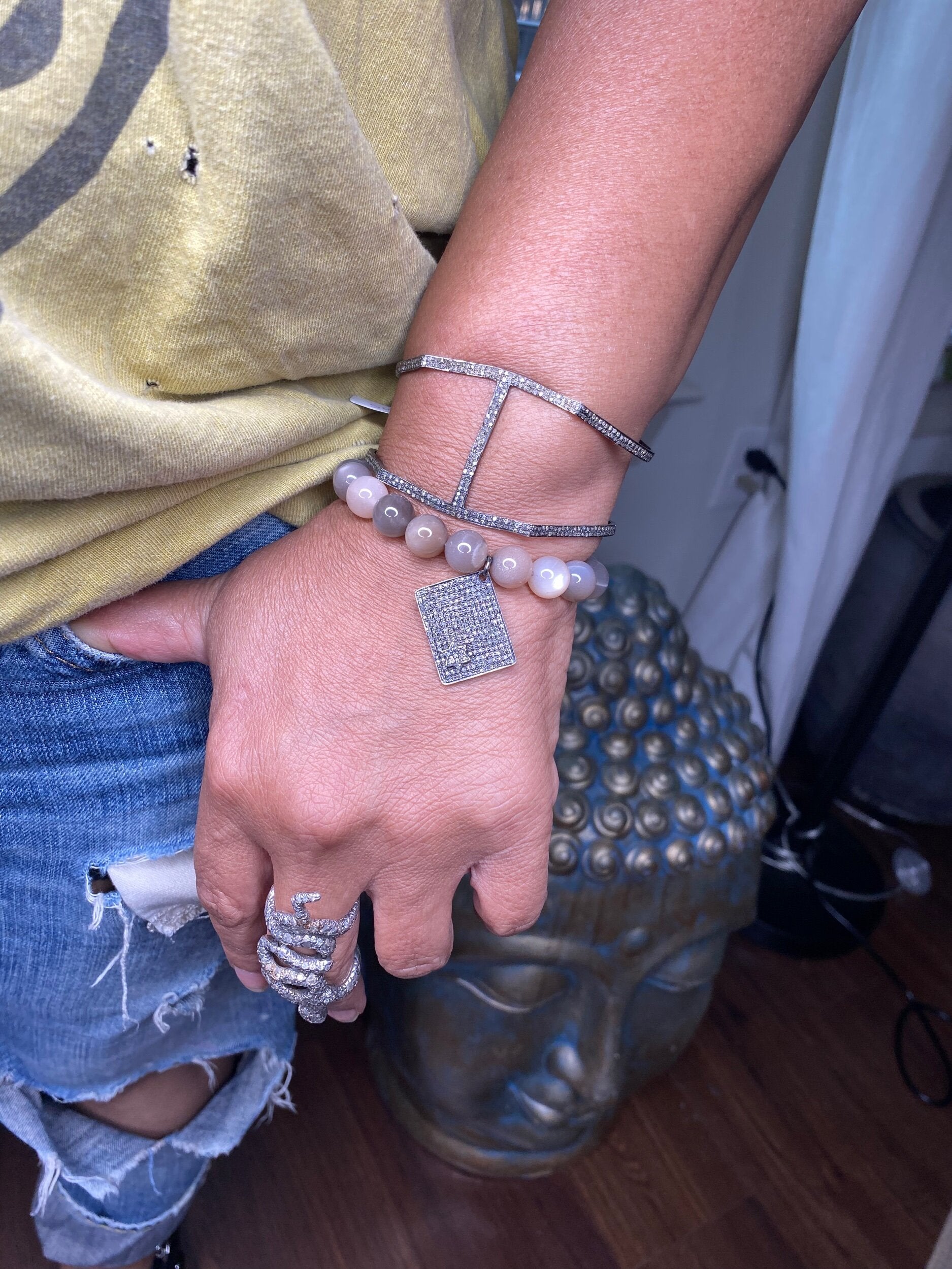 Peach Moonstone w/ Diamond Star charm (OAK)