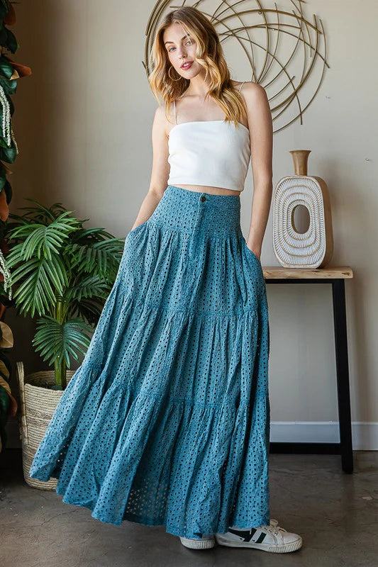 Lovely Fields Maxi eyelet Skirt