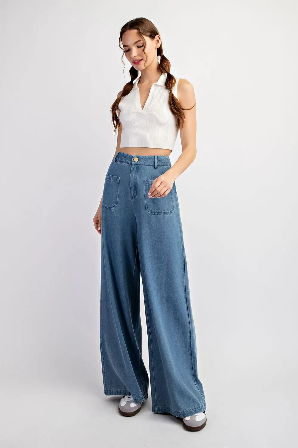 Layla Wide-leg Mineral Washed Denim Pant