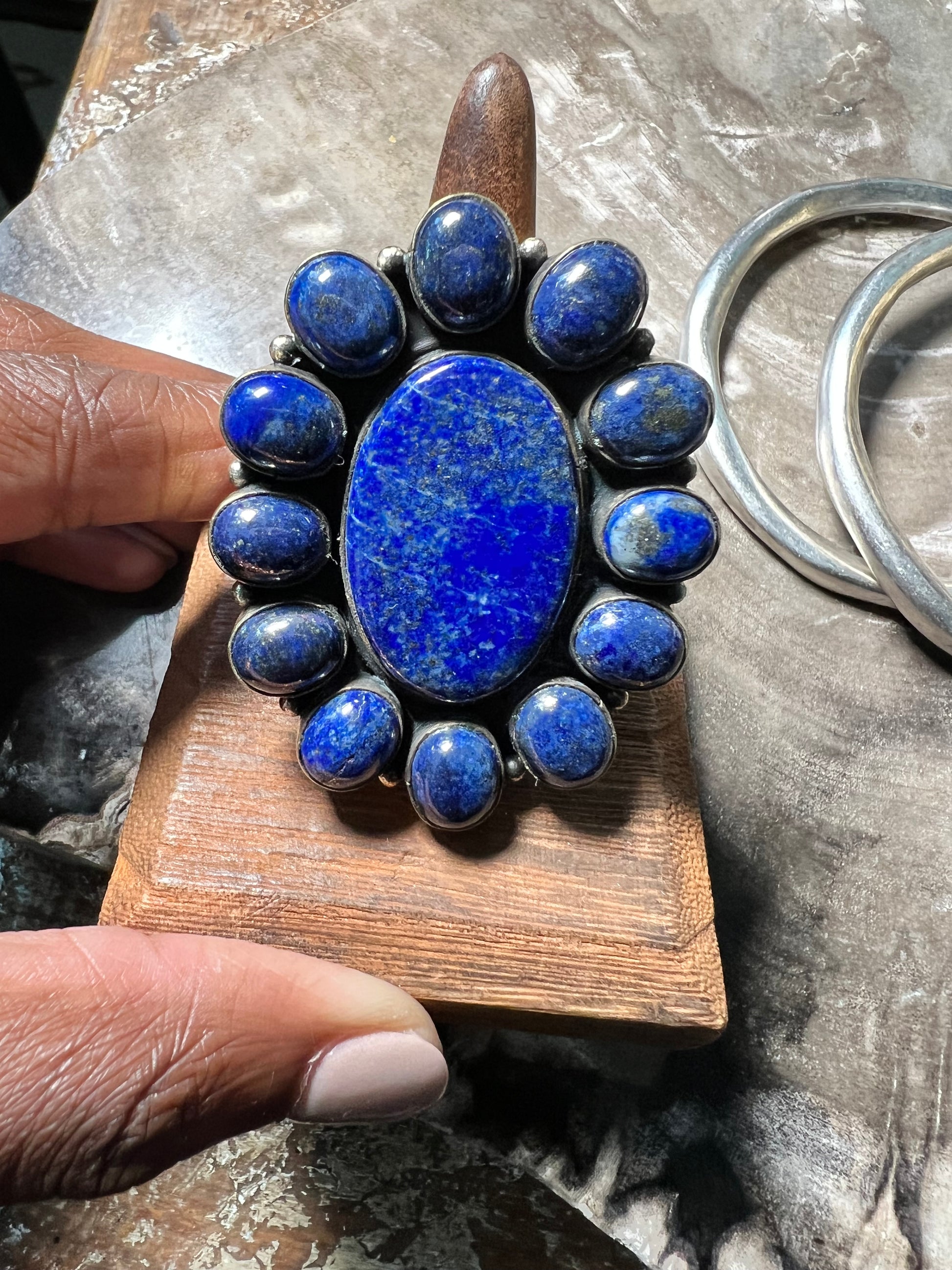 Braxtyn Blue Lapis Flower Ring (OAK)