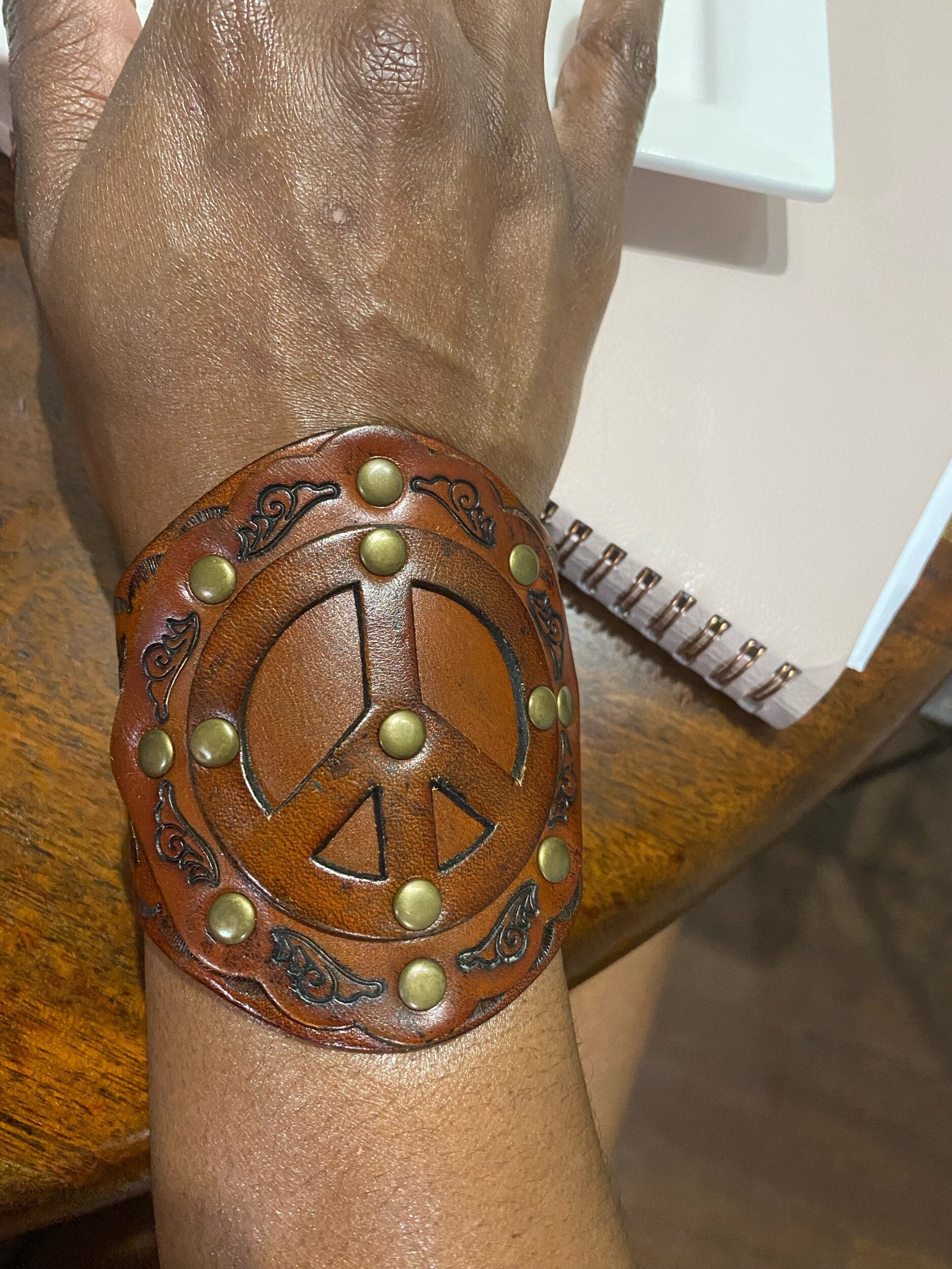 Piper Brown Vegan Leather Peace Cuff