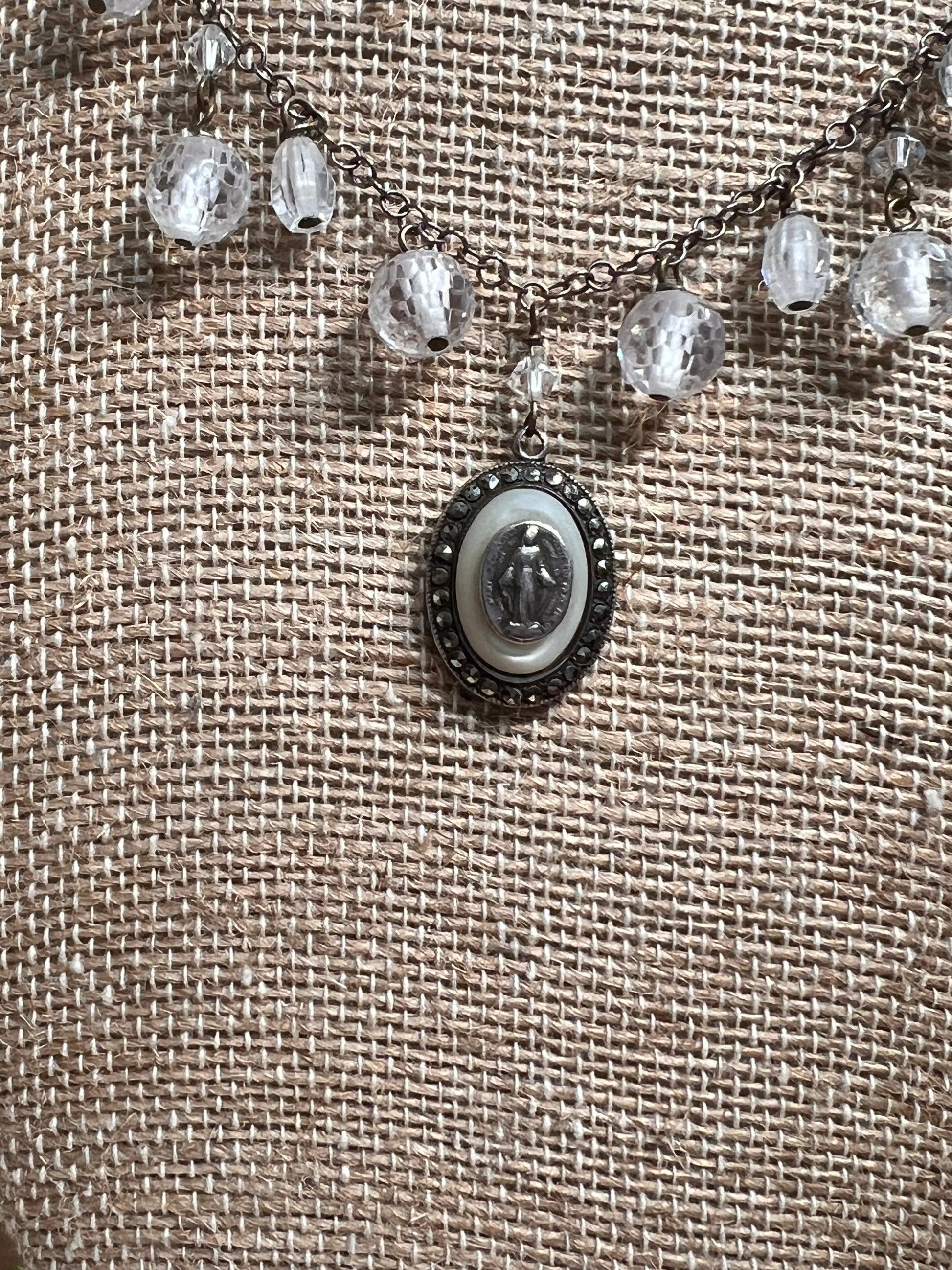 Beaded Drop Necklace with Victorian Pyrite Pendant