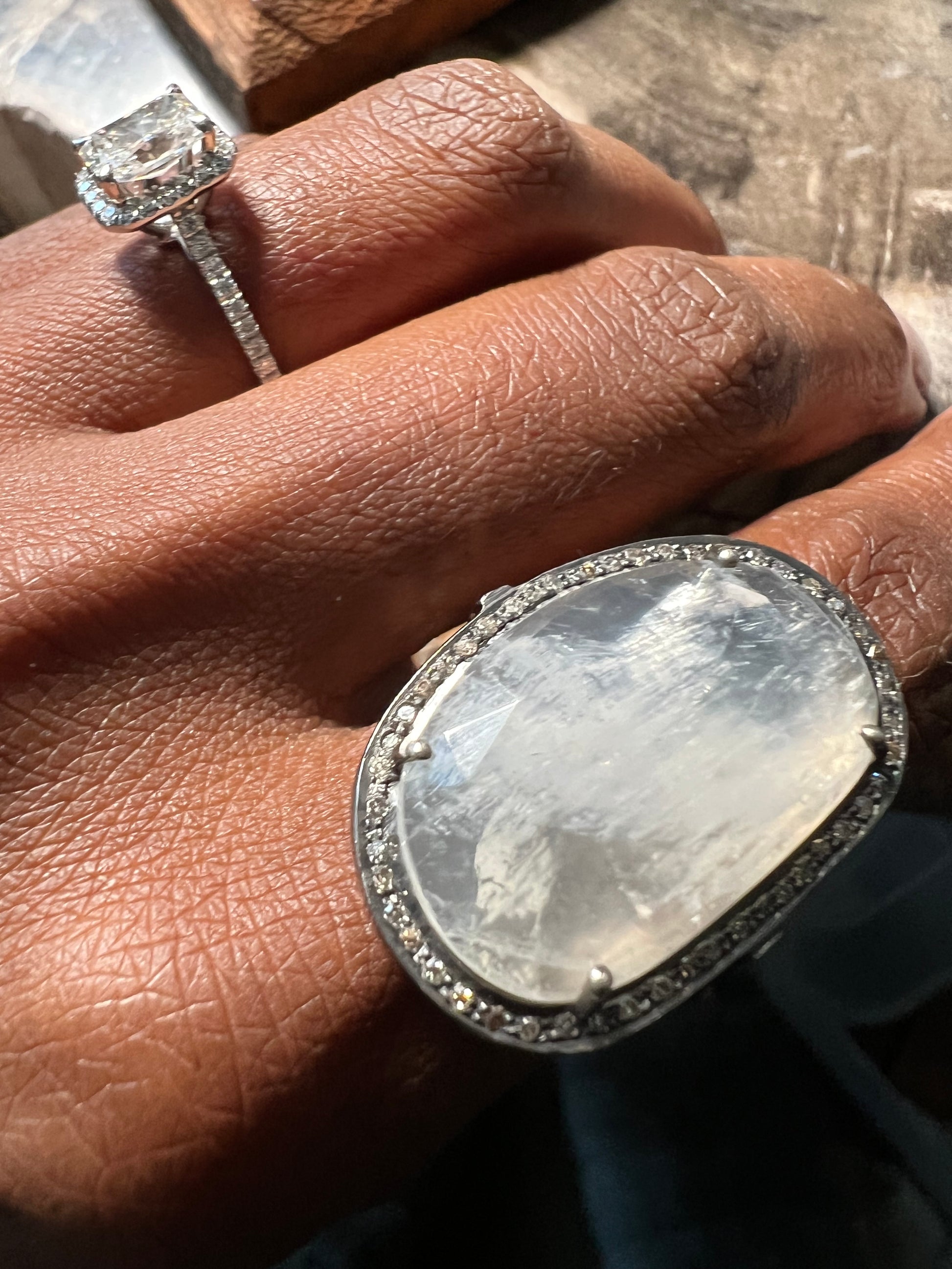 Raya Moonstone and Diamond ring