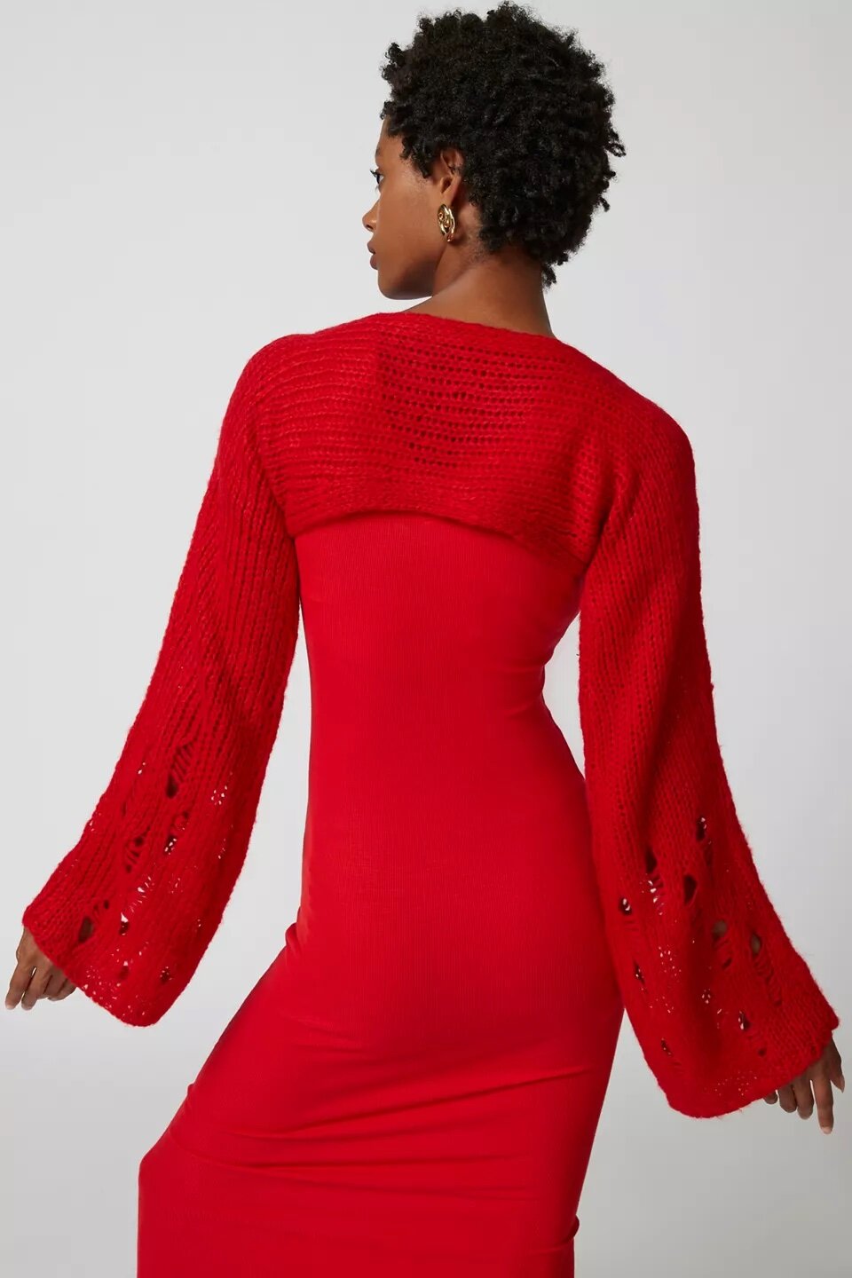 Rose Ultra Cropped Distressed Shrug Sweater