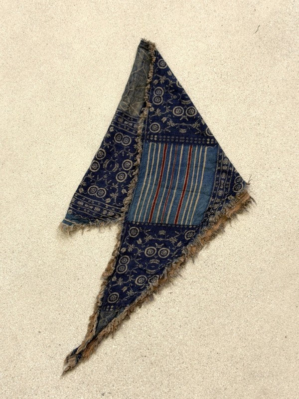 Remi Denim Patchwork Print Triangle Fringe Scarf
