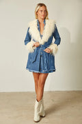 Gia Faux Fur Midi Denim Jacket