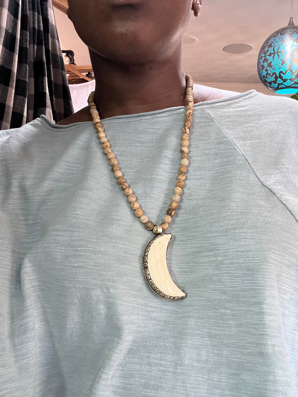Jasper and Crescent Necklace