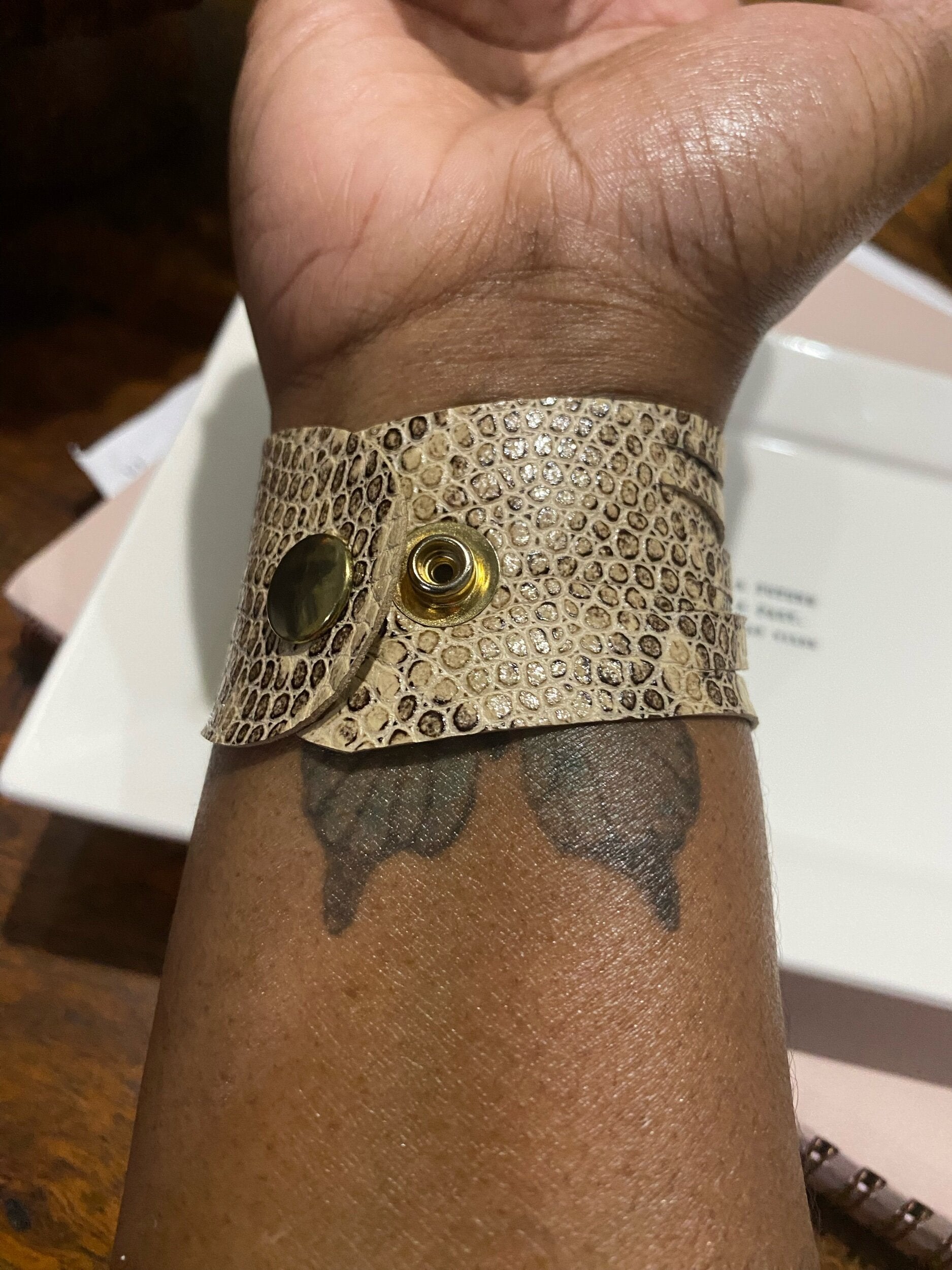 Jewel Snakeskin print cuff bracelet