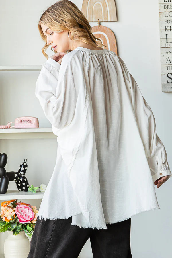 Mandy Washed oversized V-neck Shirt