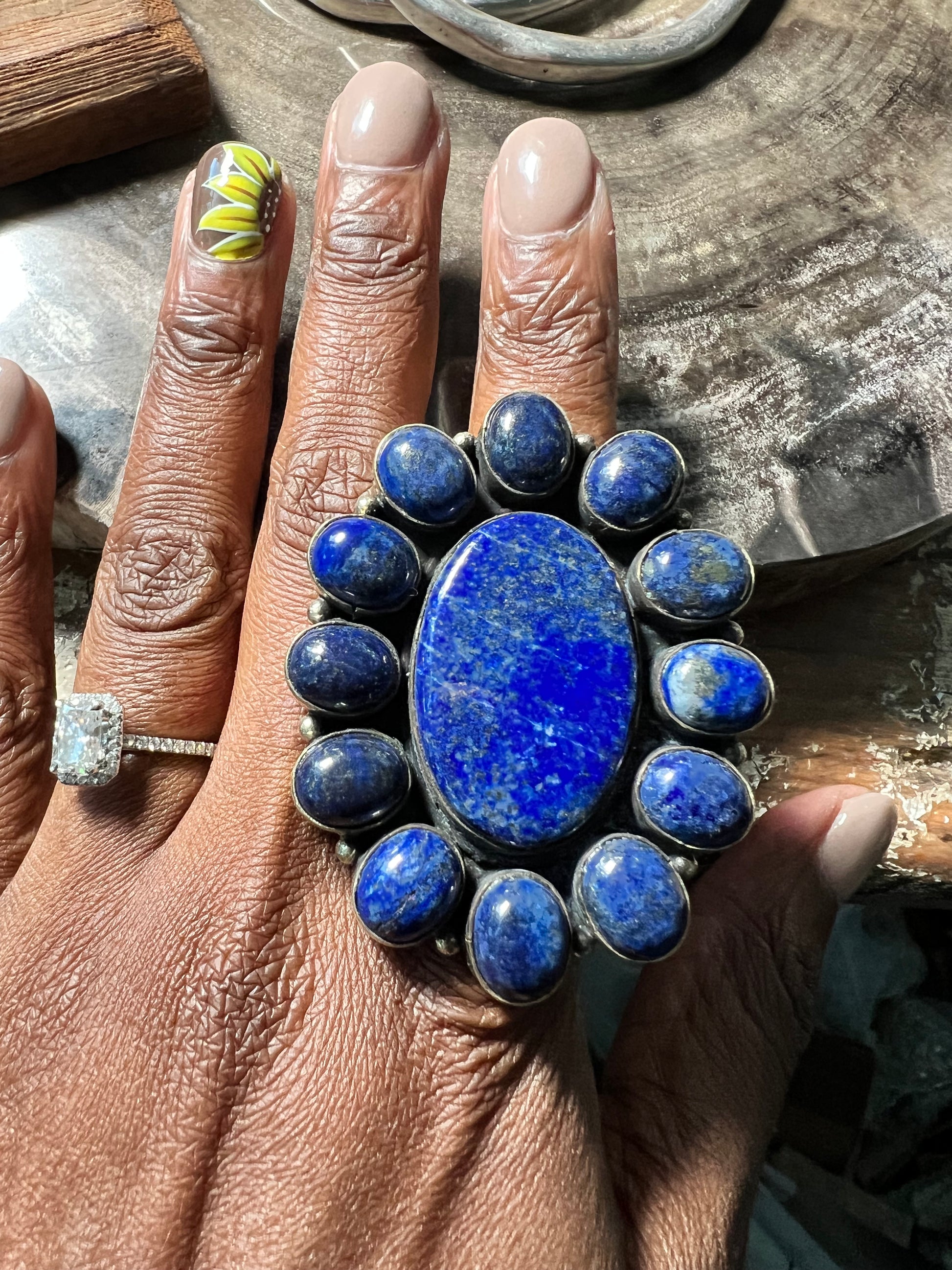 Braxtyn Blue Lapis Flower Ring (OAK)
