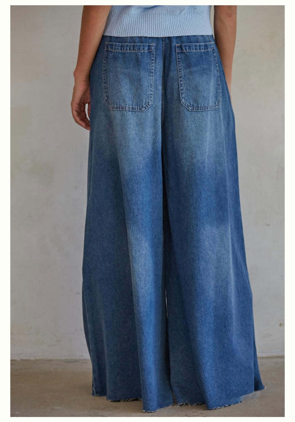 Bria Wide Leg Denim Jean w/ Drawstring Waist
