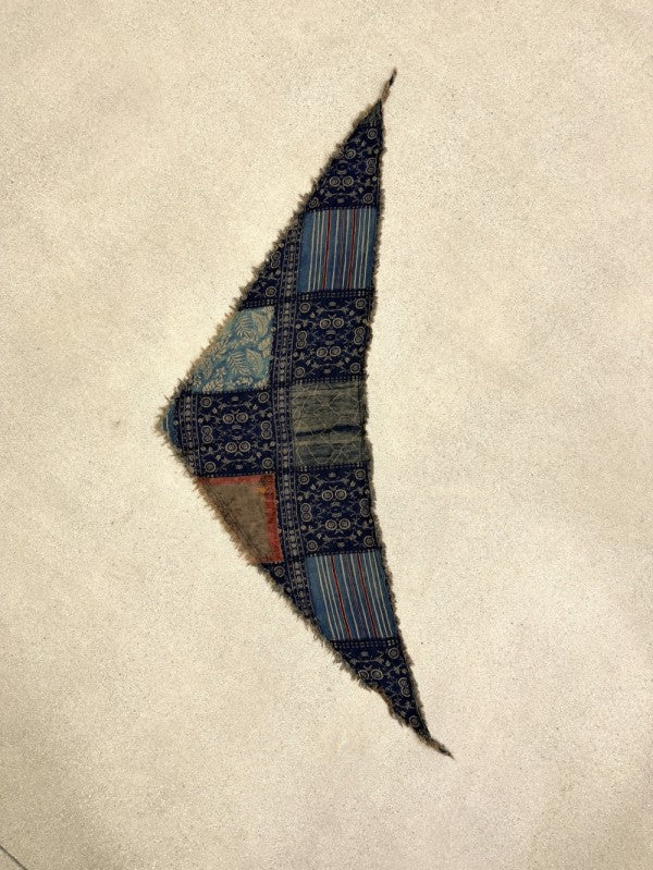 Remi Denim Patchwork Print Triangle Fringe Scarf