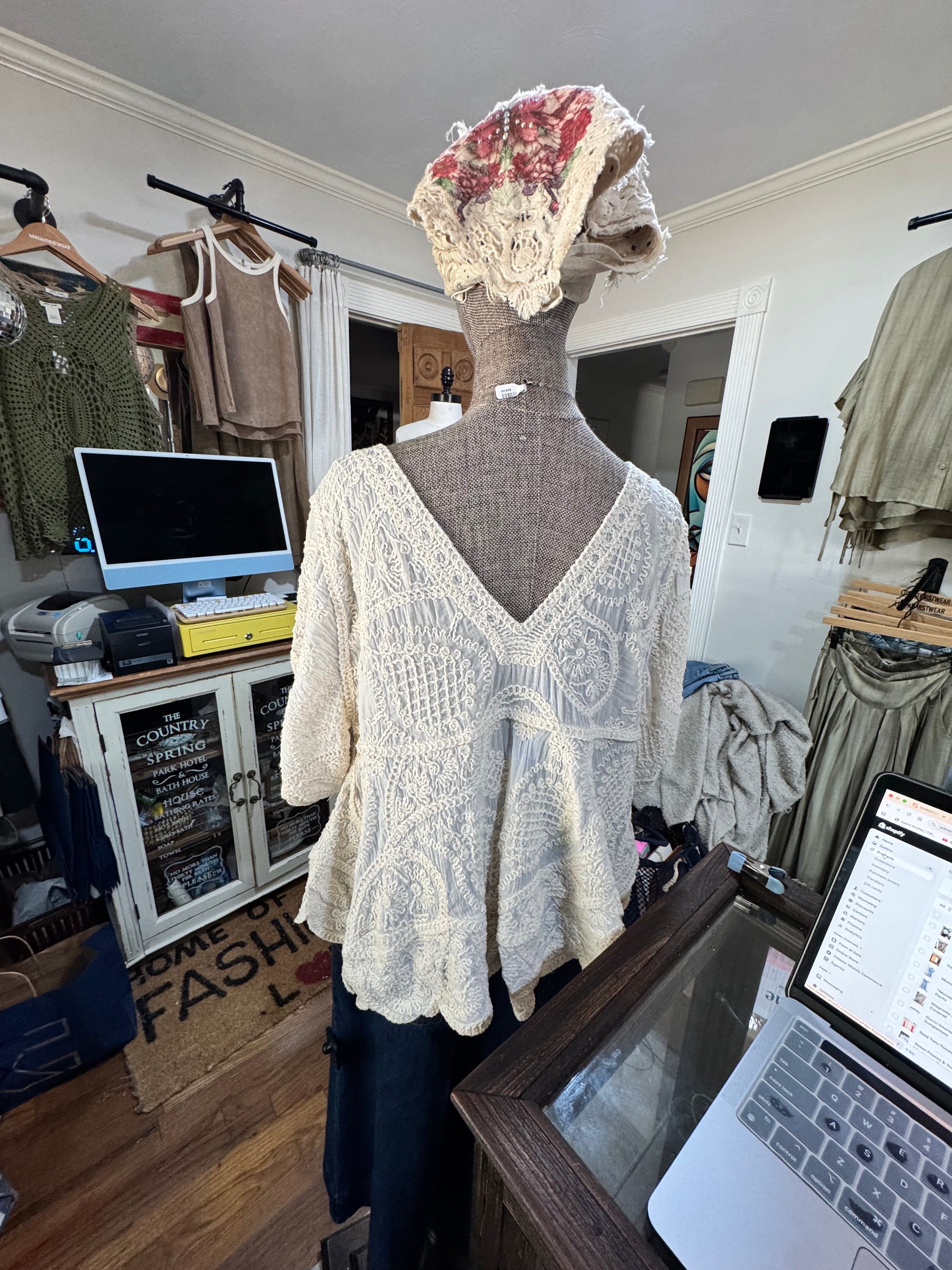 Mika V-neck Embroidered Top