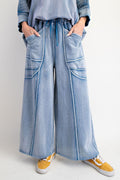 “Monday Blues” Wide Leg Terry Pants