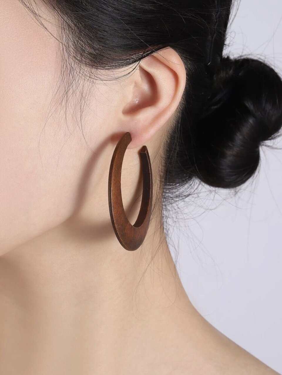 Kenni Flat Hoop Wooden Earring