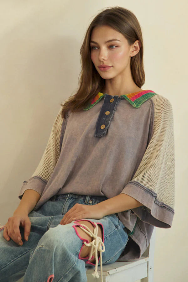 Samantha Crochet Collard Top