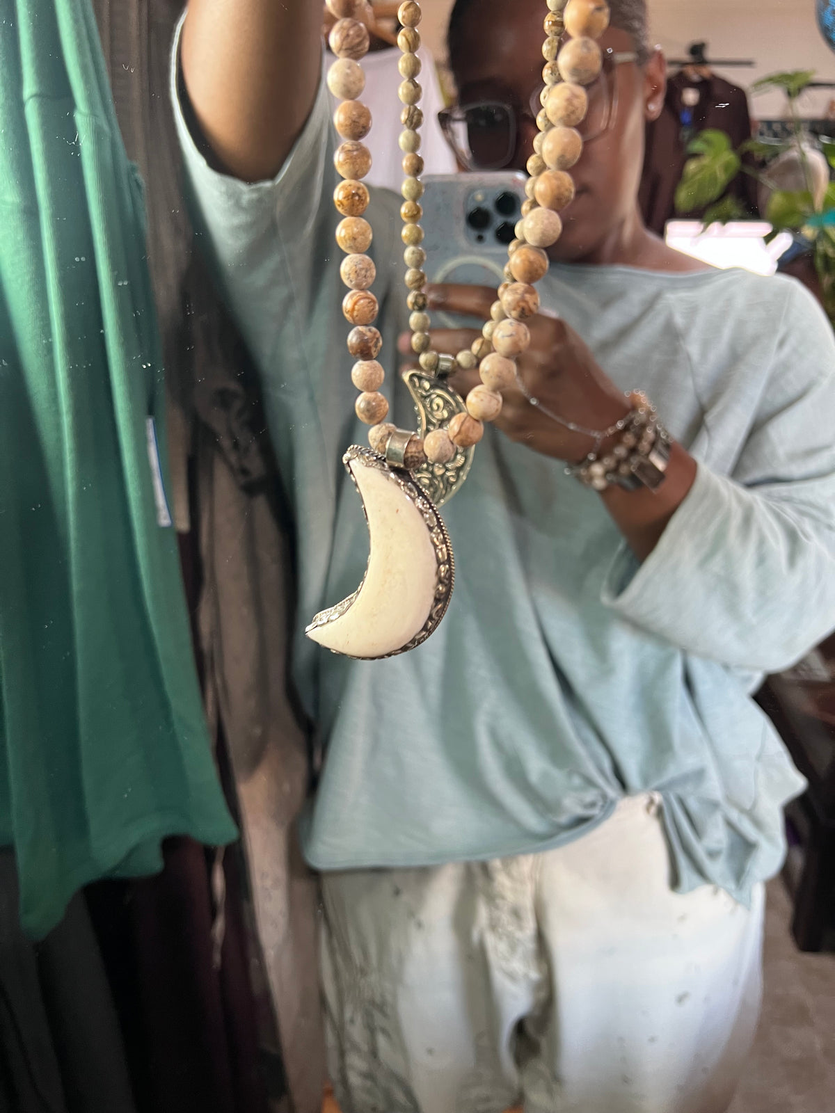 Jasper and Crescent Necklace