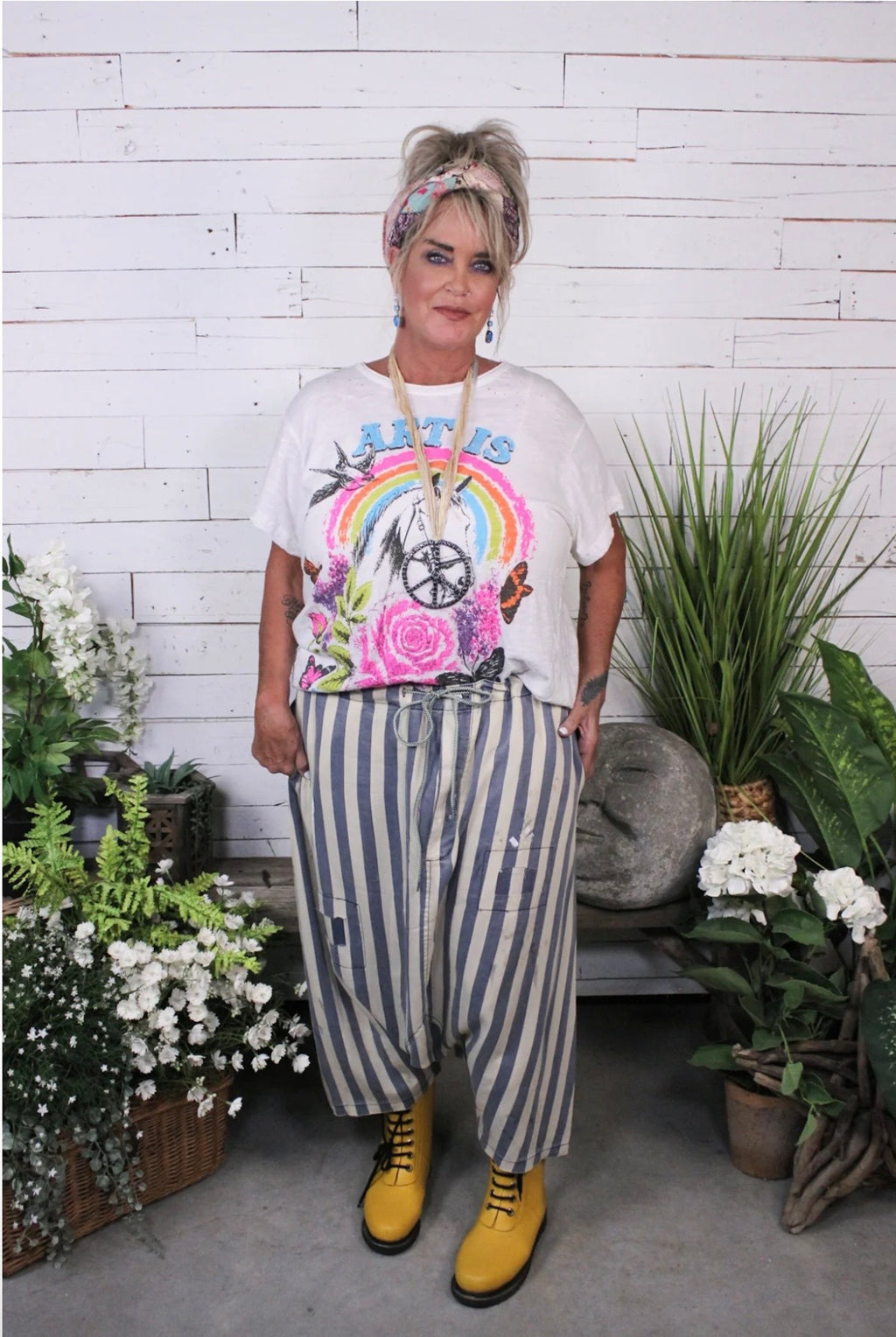 Bea Chambray Striped Harem Pant