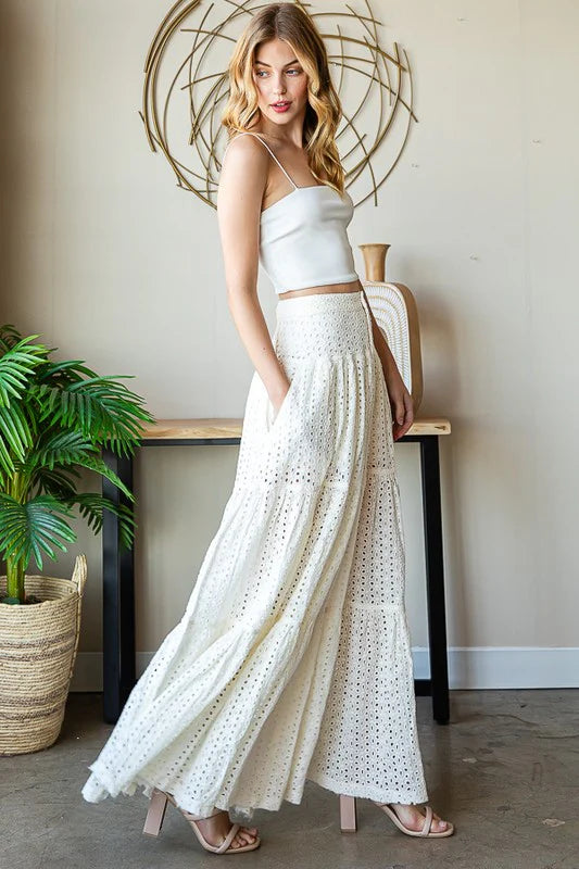 Lovely Fields Maxi eyelet Skirt