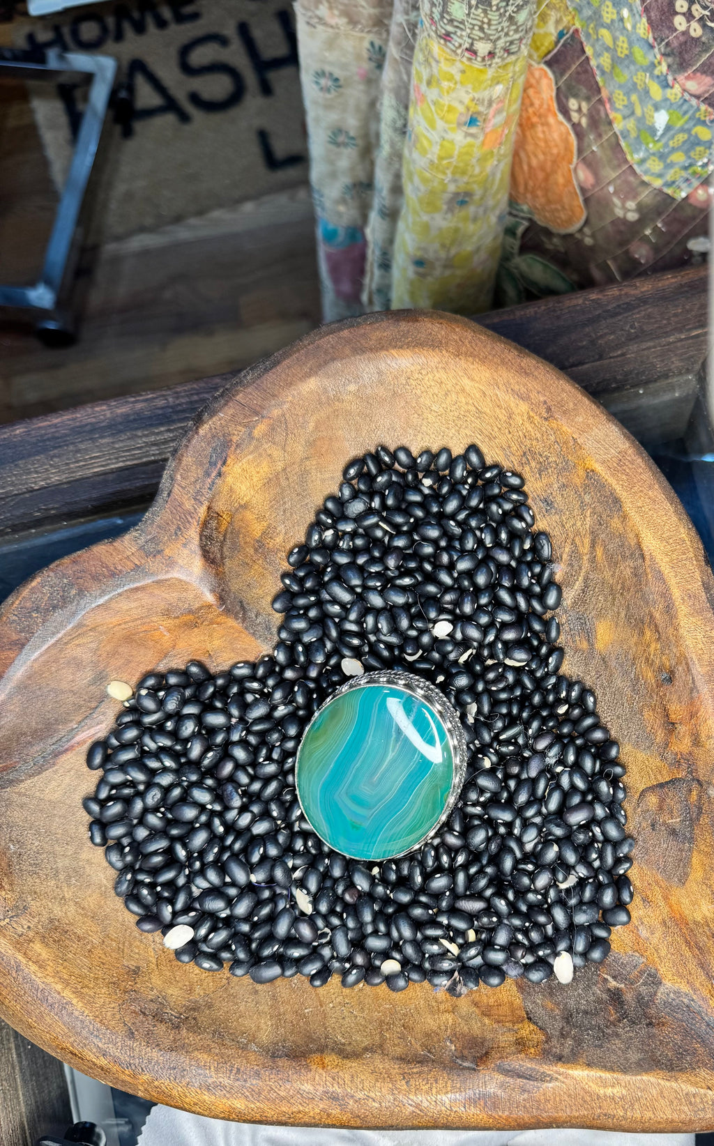 Dell Round Emerald Agate Ring